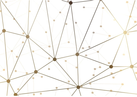 Abstract network of connected nodes representing sales message testing and iteration